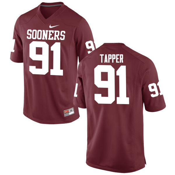 Men Oklahoma Sooners #91 Charles Tapper College Football Jerseys Game-Crimson - Click Image to Close